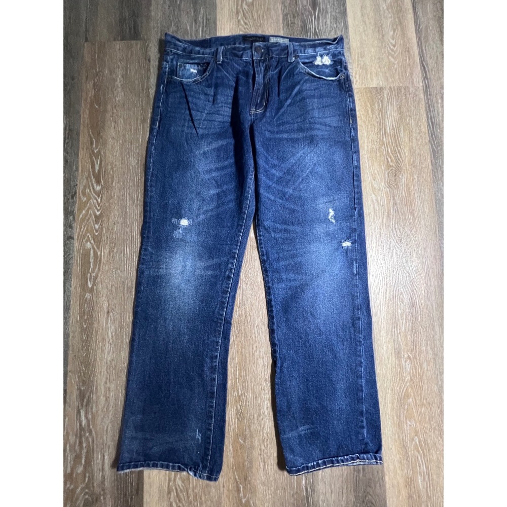 Aeropostale Straight Leg Jeans Mens 36x32 Blue Good Distressed Denim